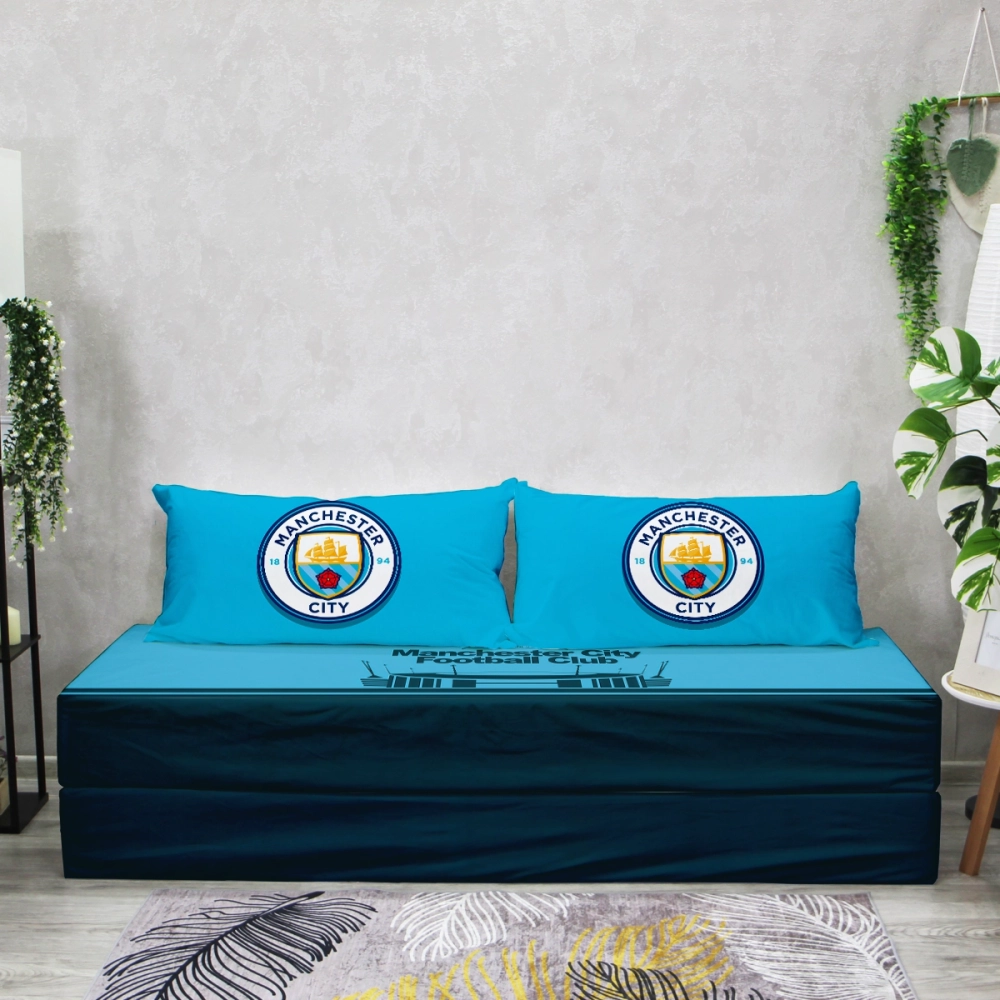 Бескаркасный диван кровать раскладной "Manchester City - Манчестер Сити"