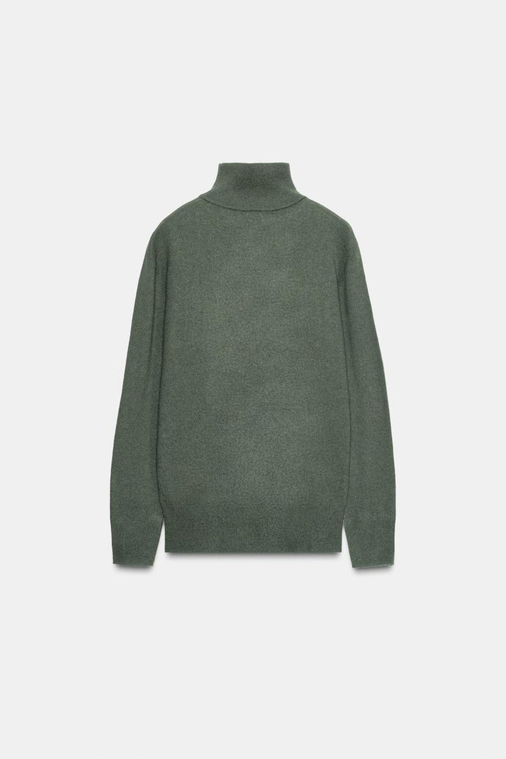 ZARA СВИТЕР ИЗ 100% ЭКСТРАМЯГКОЙ ШЕРСТИ, ЗЕЛЕНЫЙ