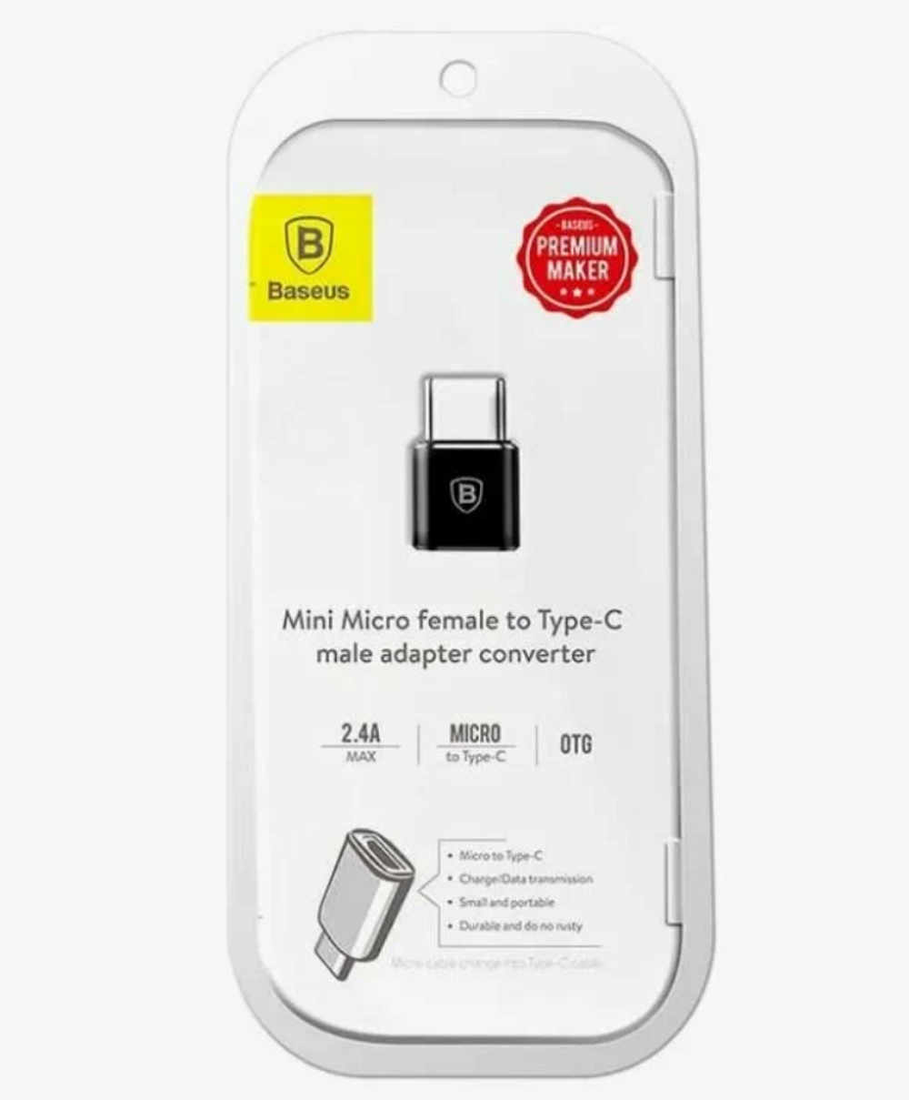 Переходник микро USB - Type-C Baseus CAMOTG-01, 0.01м, OTG, чёрный CAMOTG-01