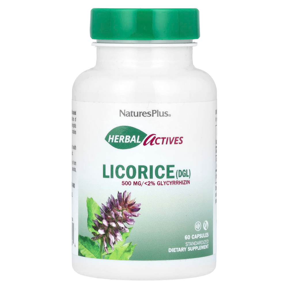 NaturesPlus, Herbal Actives, солодка, 500 мг, 60 капсул