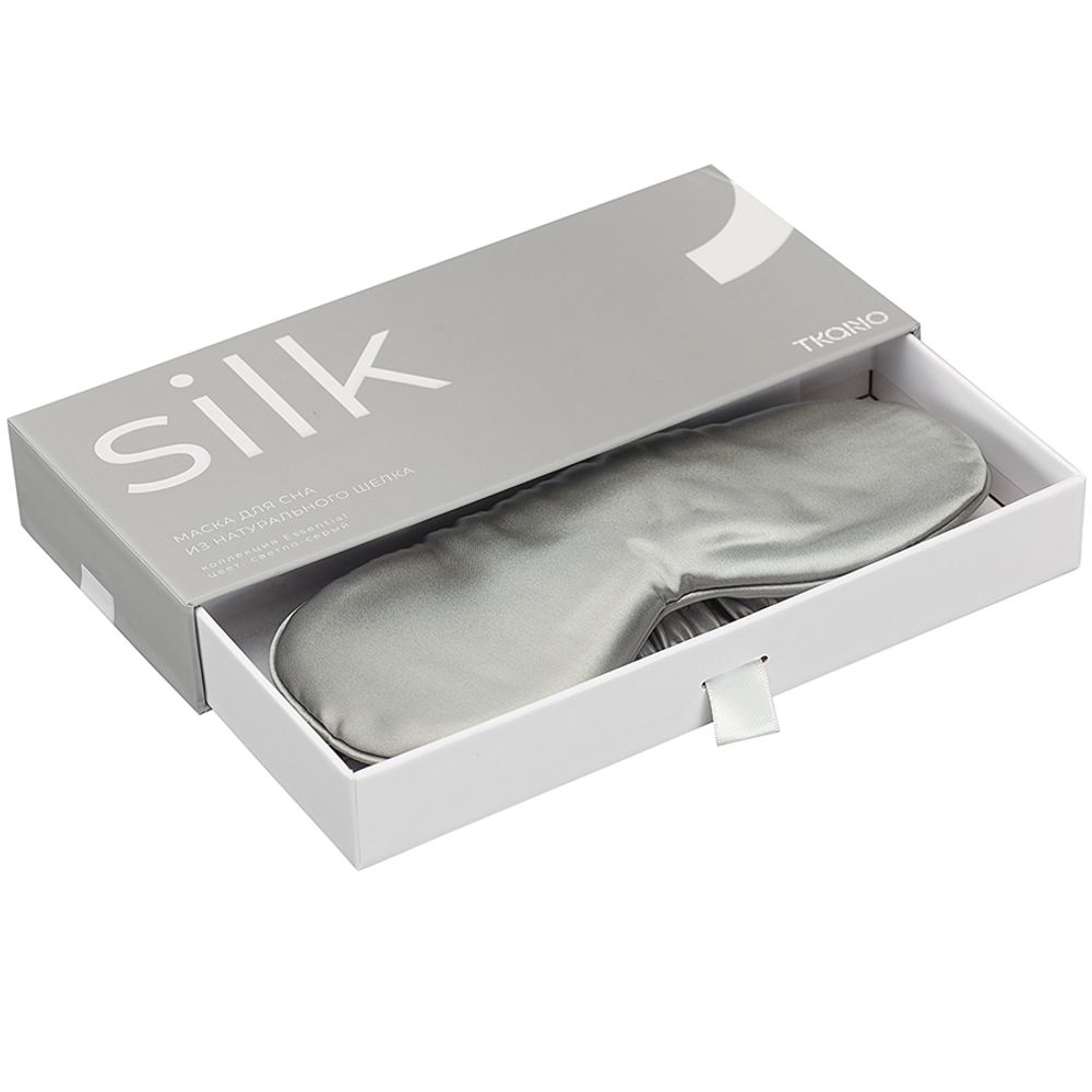 Маска для сна из натурального шелка светло-серого цвета из коллекции Essential