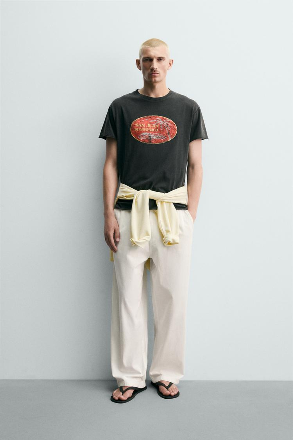 ZARA БРЮКИ RELAXED FIT В ЕЛОЧКУ, БЕЛЫЙ