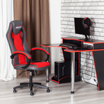 Кресло RACER GT new кож/зам/ткань, металлик/красный, 36/08
