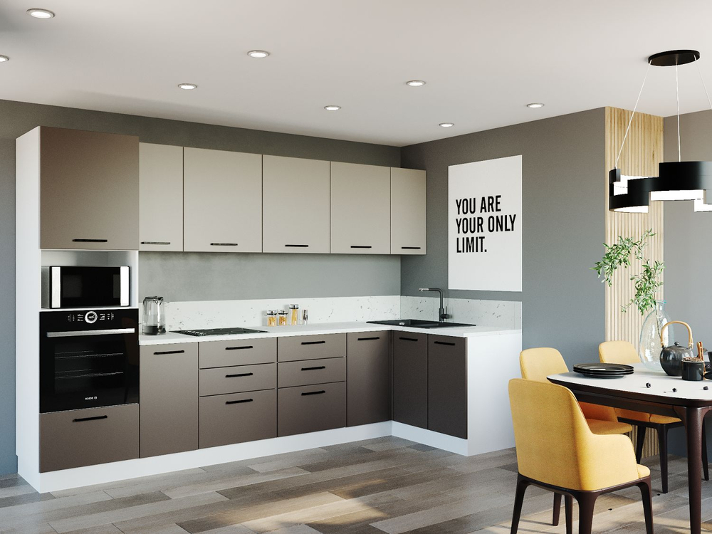 Кухонный гарнитур угловой Латте 3200x1400 (38мм)