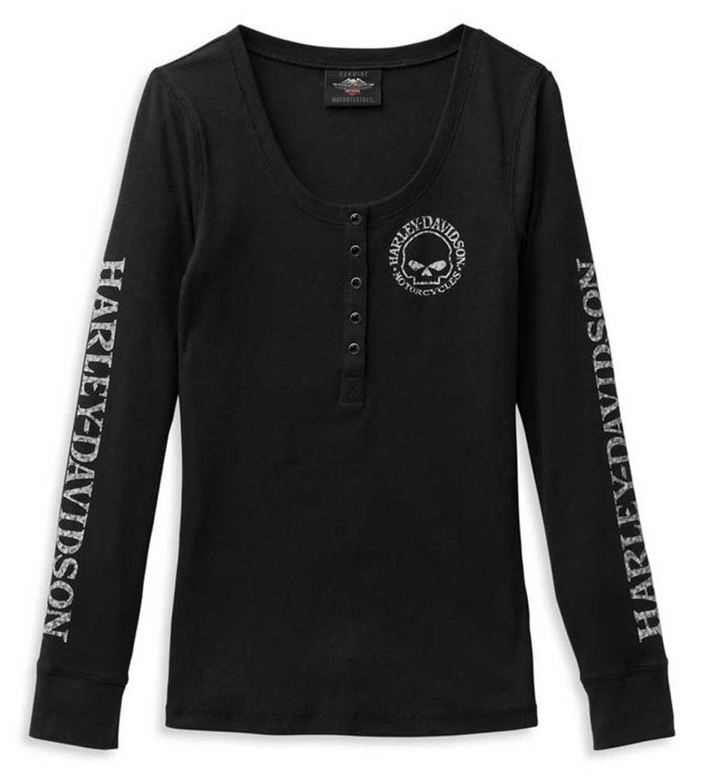 Лонгслив Skull Snap Front Long Sleeve Henley Harley-Davidson