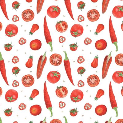 Помидоры и перцы набелом фоне