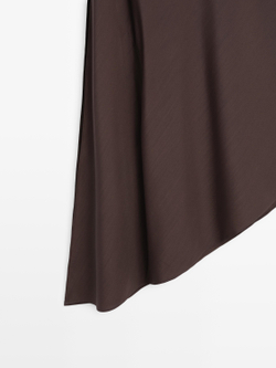 Massimo Dutti Асимметричный топ с воротником - Limited Edition, шоколадно-коричневый