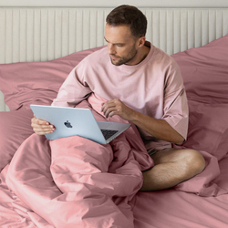 Комплект постельного белья 1.5 сп с простыней на рез. 90х200 САТИН-премиум "Моноспейс бузина" (нав. 70х70 или 50х70)