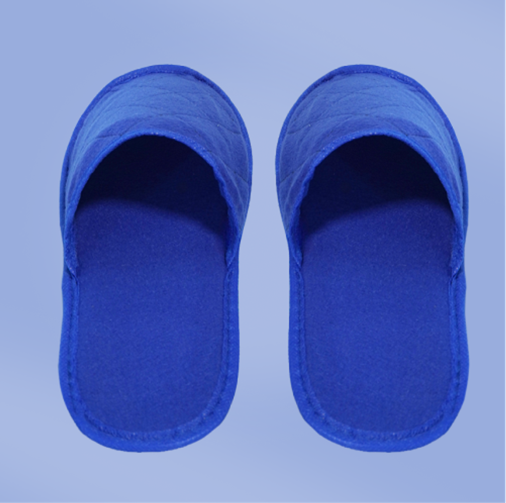 Тапки махра/флис, закрытый мыс (100 пар) одноразовые, синие (васильковые)