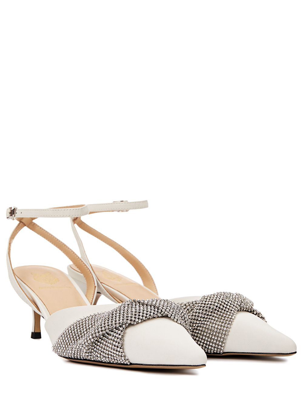 Женские босоножки белые со стразами