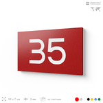 Табличка с номером 35 на дверь квартиры, для офиса, кабинета, аудитории, склада, красная 120х70 мм, Айдентика Технолоджи