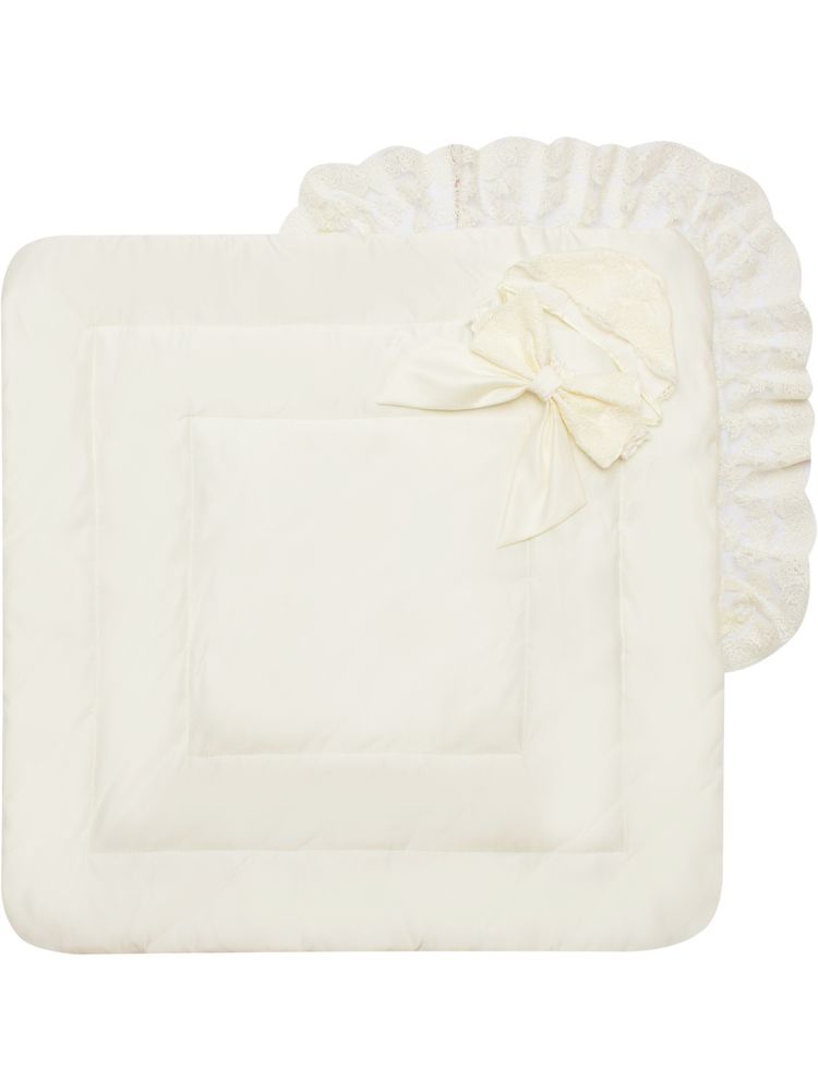 Зимний конверт-одеяло на выписку &quot;Неаполь&quot; (молочный с молочным кружевом) без пледа