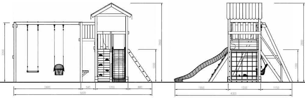 Детский игровой комплекс с качелями гнездо "Мастер" - 2 (с окраской)
