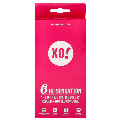 Here We Flo, XO! Rightous, резиновые презервативы в горошек, без запаха, 6 шт.
