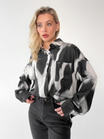 Рубашка Zhuo wafs 5089 удлиненная с кармананом пятнистый принт