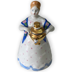 Фарфоровая статуэтка  Барышня с самоваром. СССР, Дулево, Скульптор М. Шепелева 1960
