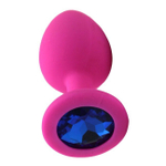Маленькая розовая пробка с синим кристаллом ONJOY Silicone Collection (Цвет: розовый с синим)