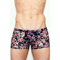 Мужские трусы боксеры темно-синие  с розами Romeo Rossi Rose Boxer RR00225
