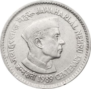 1 рупия 1989 Индия «100 лет со дня рождения Неру»