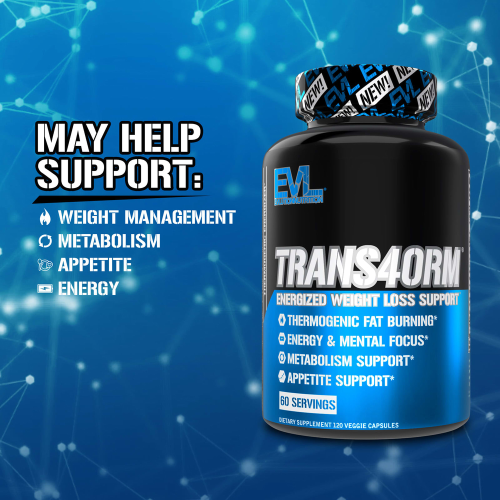 EVLution Nutrition, Trans4orm®, добавка для поддержки снижения веса, 120 капсул