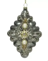 Набор стеклянных украшений Жизель 12 см., мраморный, 3 шт., Kaemingk (030142/1)