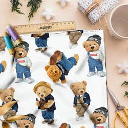 Ткань блэкаут крупные мишки тедди
