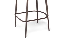 "Марсель" стул барный плетеный из роупа, каркас из стали коричневый (RAL8016) муар, роуп коричневый круглый, ткань темно-серая 027