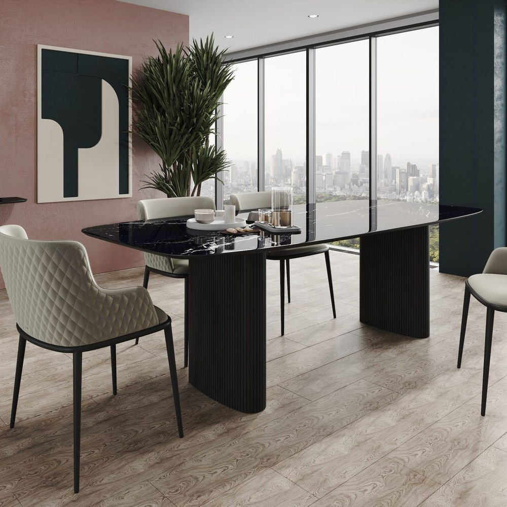 Стол обеденный Nolan 230, керамика глянцевая / две опоры овал