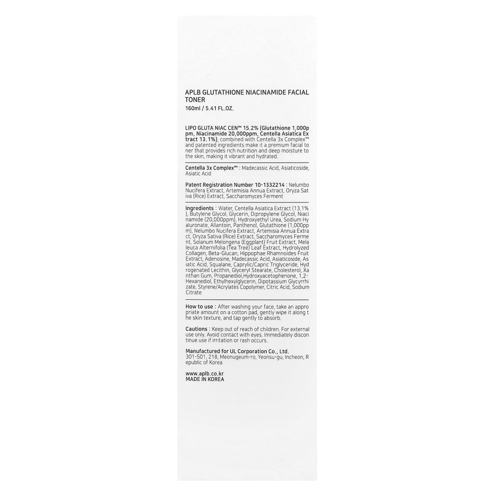 APLB, глутатион и никотинамид, тоник для лица, 160 мл (5,41 жидк. унции)