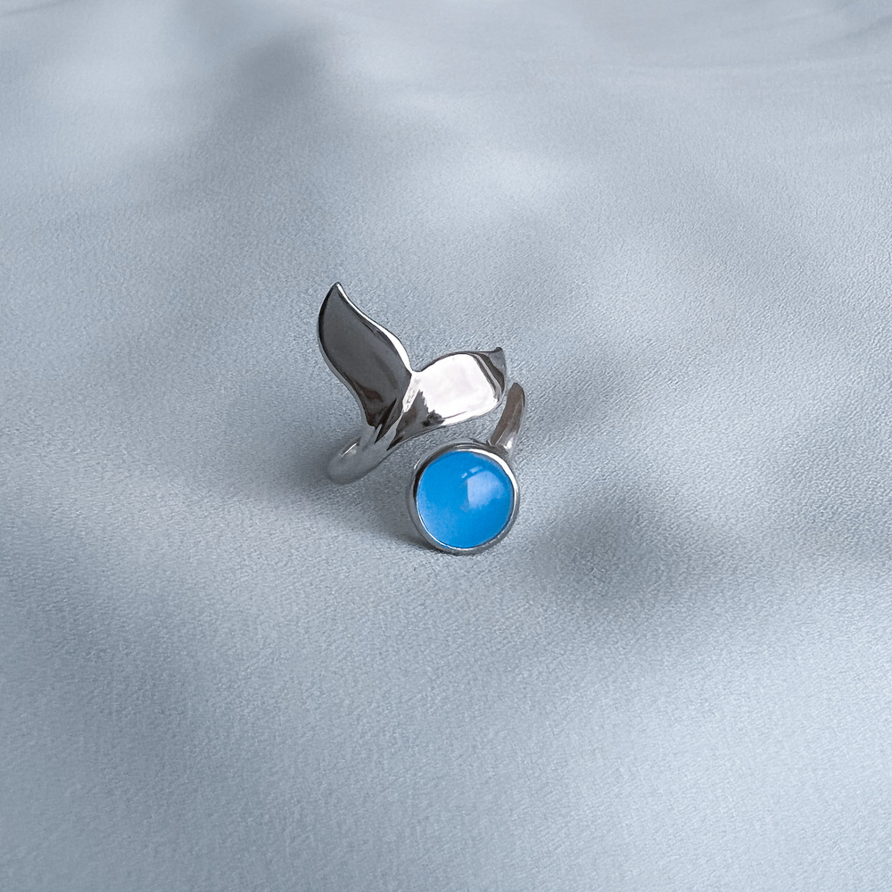 Кольцо Кит с голубым агатом