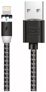 Кабель Lightning магнитный M4 1m 2А тканевый black Diinami
