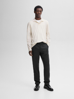 Massimo Dutti Поло из 100% хлопка с длинными рукавами, натуральный, кремовый