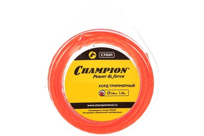 Корд триммер (леска) 1,6мм, 15м Champion витой квадрат