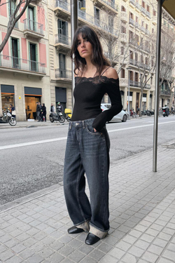 ZARA КОМБИНИРОВАННЫЙ ТОП С ОТКРЫТЫМИ ПЛЕЧАМИ, ЧЕРНЫЙ