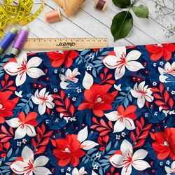 Ткань премиум габардин цветочный триколор