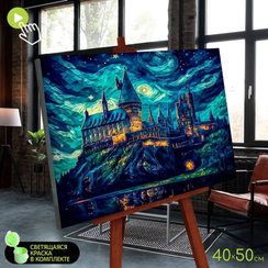 Картина по номерам со светящейся краской (40х50) ХОГВАРТС (19 цветов) 1/20