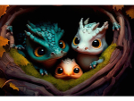 Алмазная мозаика 17*22см. блест. с подр. "Драконье гнездо" с полным заполн. 23цв. (Арт. НД-0765)