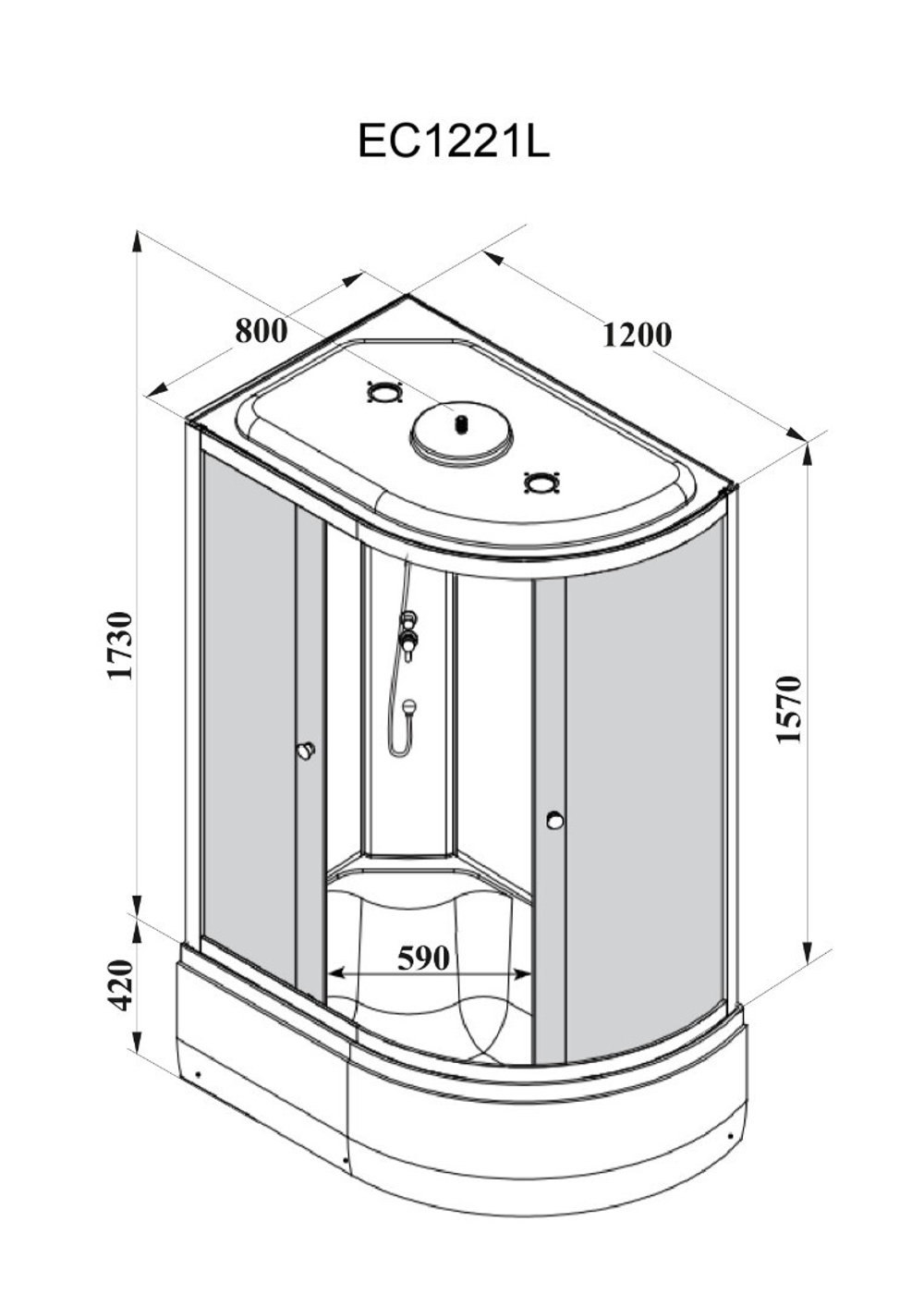 Кабина EC1221L душевая PARLY (80х120х215)