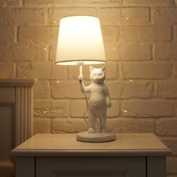 UML-B465 E14 WHITE Светильник настольный декоративный Кот. под лампу Е14. 40W. Механический выключатель. Белый. ТМ Uniel