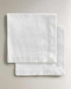 ZARA HOME НАБОР ХЛОПКОВЫХ САЛФЕТОК С МЕРЕЖКОЙ (2 ШТ.), БЕЛЫЙ