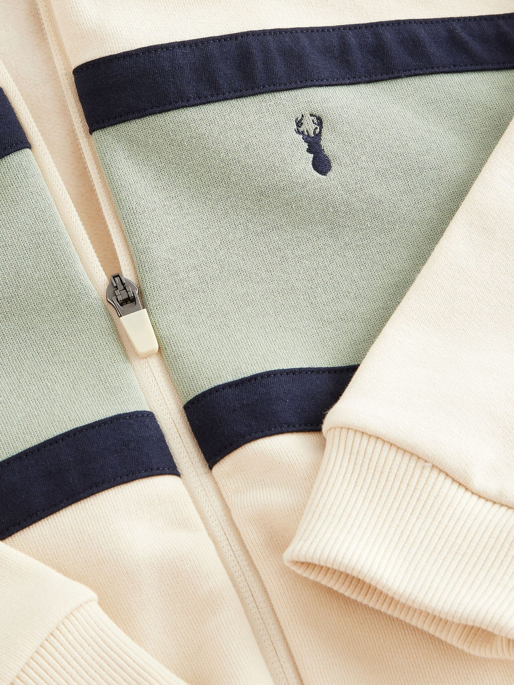 Толстовка с капюшоном на молнии для мальчика Next E43-865, Молочный, Зеленый