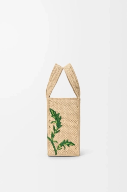Loewe Мини-сумка Font из рафии, натуральный/зеленый