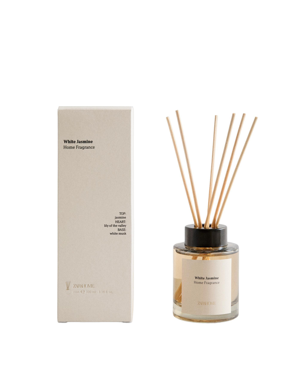 Zara Home Аромадиффузор White Jasmine 100 мл, тростниковые палочки микадо, аромат цветочный, Розовый