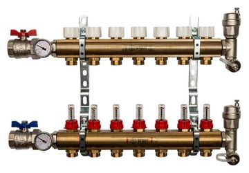 Коллектор Stout 1"x3/4" 7 контуров с расходомерами в сборе из латуни SMB-0473-000007