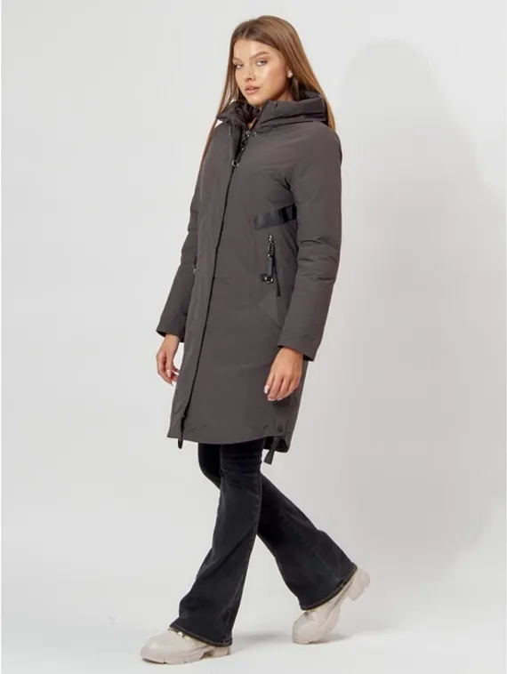 Пальто утеплённое женское, цвет тёмно-серый, размер 50