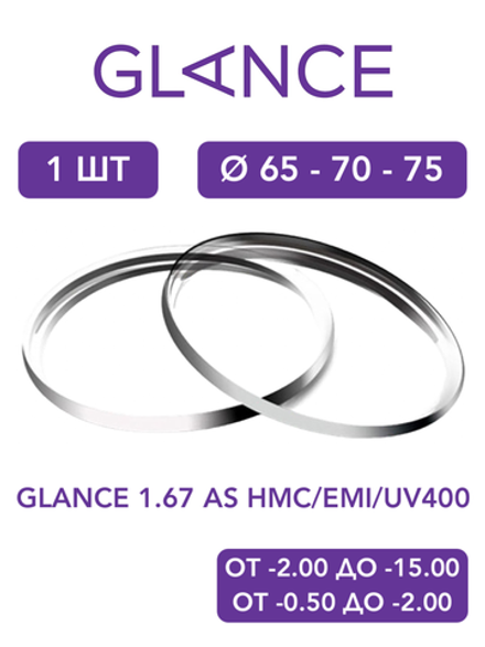 Линза для очков Glance 1.67 AS HMC/EMI/UV400