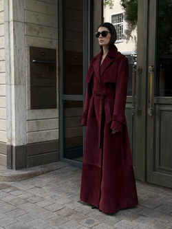 Тренч замшевый Бордовый