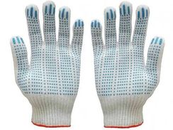 Перчатки хб, 10 класс 6-ти нитка, ПВХ покрытие - точка, цвет белый