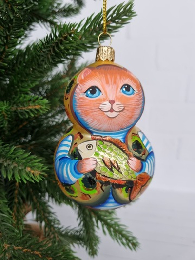 Котик Тимоша стеклянная игрушка