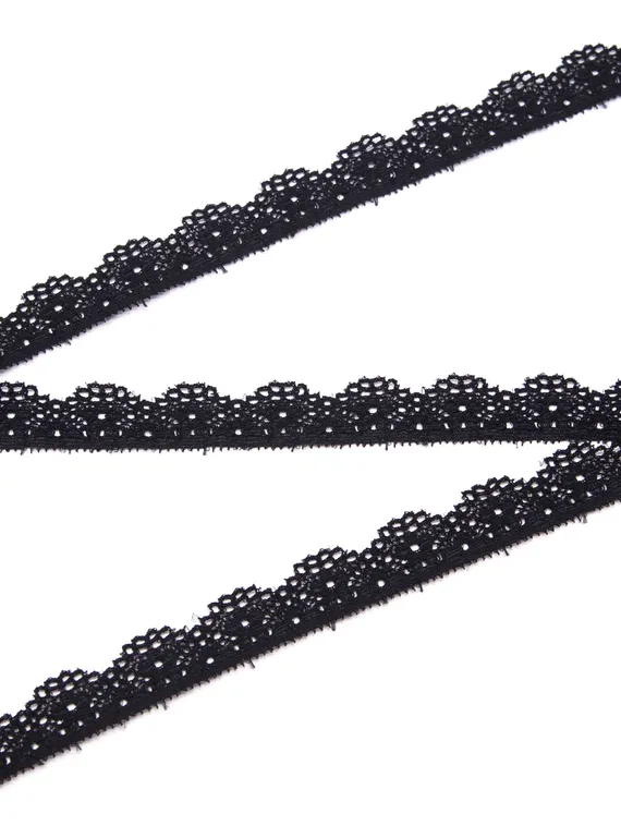02-39 Кружево узкое эластичное 1,5 см, черный 170